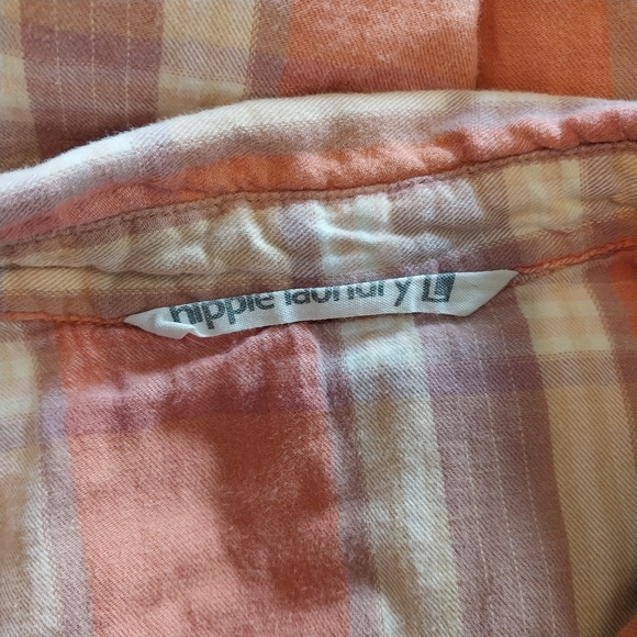 Hippie Laundry Size L Crochet Embellished Plaid Button Cowgirl Long Sleeve Shirt - Picture 7 of 11